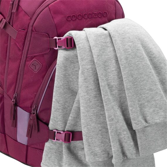 coocazoo Schulrucksack Mate „Berry Boost”, Beere, ergonomischer & anpassbarer Tornister, höhen- & größenverstellbar, mit Brustgurt & Hüftgurt, ab der 3. Klasse
