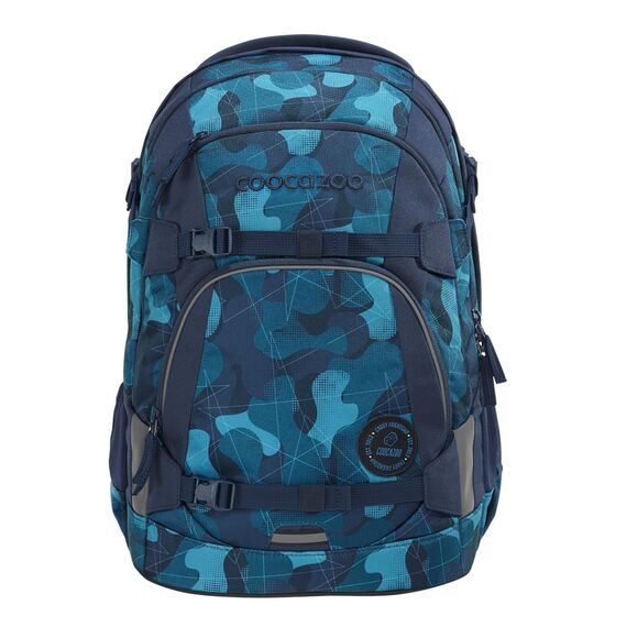 coocazoo Schulrucksack Mate „Cloudy Camou”, blau, ergonomischer & anpassbarer Tornister, höhen- & größenverstellbar, mit Brustgurt & Hüftgurt, ab der 3. Klasse