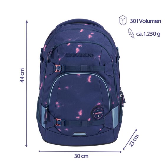 coocazoo Schulrucksack Mate „Arctic Midnight”, lila-rosa, ergonomischer & anpassbarer Tornister, höhen- & größenverstellbar, mit Brustgurt & Hüftgurt, ab der 3. Klasse