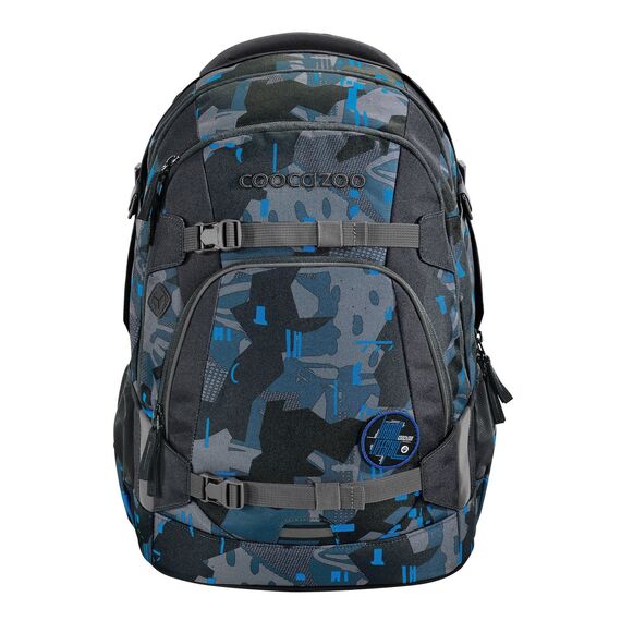 coocazoo Schulrucksack Mate „Blue Craft”,schwarz-blau, ergonomischer & anpassbarer Tornister, höhen- & größenverstellbar, mit Brustgurt & Hüftgurt, ab der 3. Klasse