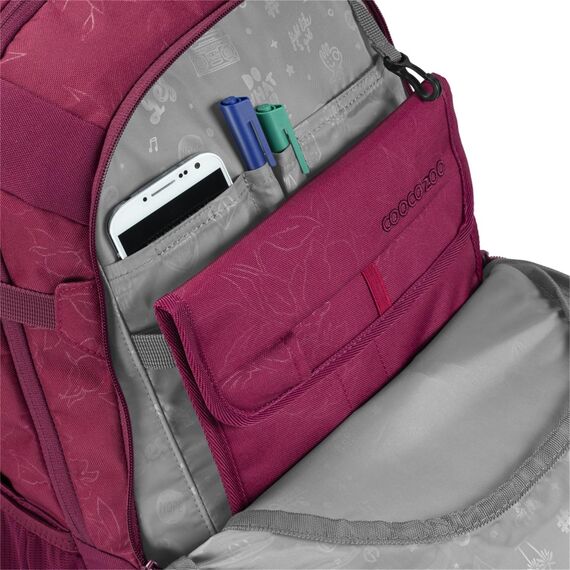 coocazoo Schulrucksack Mate „Berry Boost”, Beere, ergonomischer & anpassbarer Tornister, höhen- & größenverstellbar, mit Brustgurt & Hüftgurt, ab der 3. Klasse