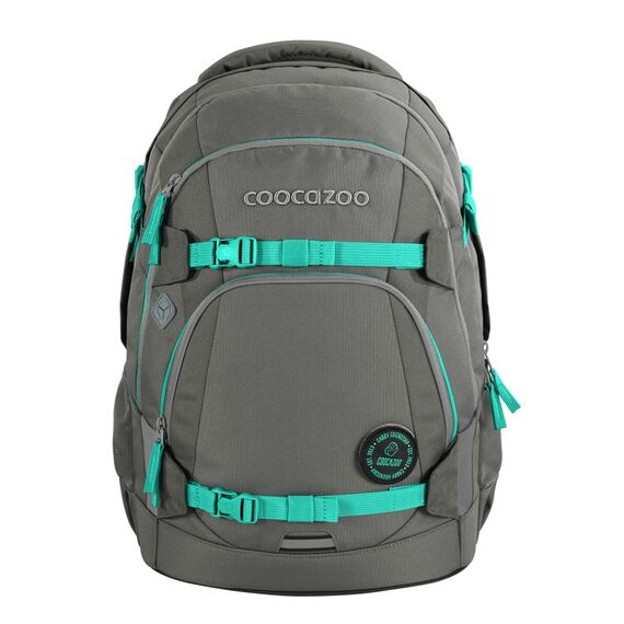 coocazoo Schulrucksack Mate „Fresh Mint”, grau-Mint, ergonomischer & anpassbarer Tornister, höhen- & größenverstellbar, mit Brustgurt & Hüftgurt, ab der 3. Klasse
