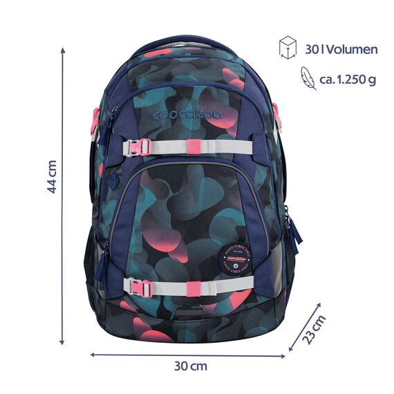 coocazoo Schulrucksack Mate „Cloudy Peach”, rosa-blau, ergonomischer & anpassbarer Tornister, höhen- & größenverstellbar, mit Brustgurt & Hüftgurt, ab der 3. Klasse