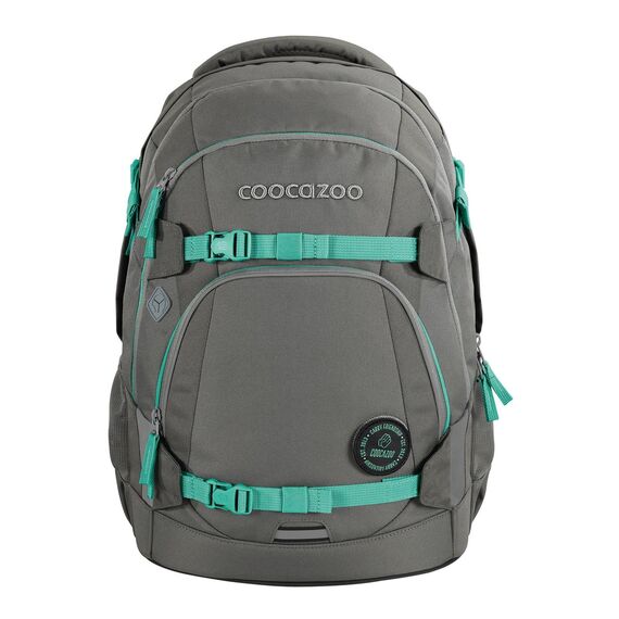 coocazoo Schulrucksack Mate „Fresh Mint”, grau-Mint, ergonomischer & anpassbarer Tornister, höhen- & größenverstellbar, mit Brustgurt & Hüftgurt, ab der 3. Klasse