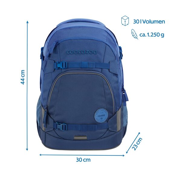 coocazoo Schulrucksack Mate „All Blue”, blau, ergonomischer & anpassbarer Tornister, höhen- & größenverstellbar, mit Brustgurt & Hüftgurt, ab der 3. Klasse