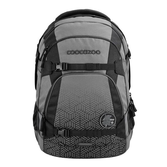 coocazoo Schulrucksack Mate „Black Carbon”, schwarz-grau, ergonomischer & anpassbarer Tornister, höhen- & größenverstellbar, mit Brustgurt & Hüftgurt, ab der 3. Klasse