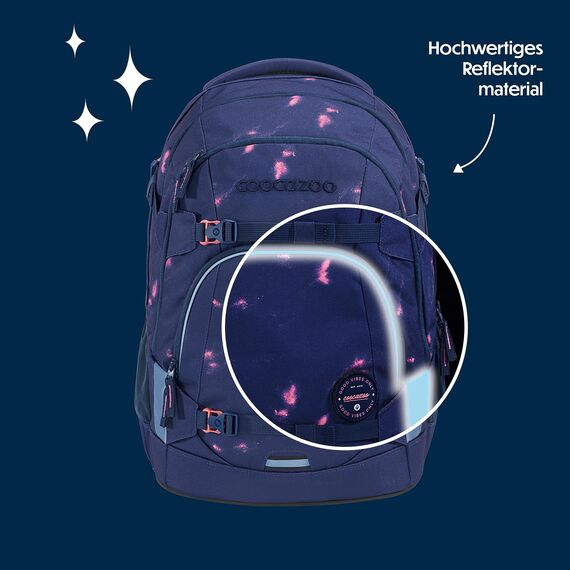 coocazoo Schulrucksack Mate „Arctic Midnight”, lila-rosa, ergonomischer & anpassbarer Tornister, höhen- & größenverstellbar, mit Brustgurt & Hüftgurt, ab der 3. Klasse