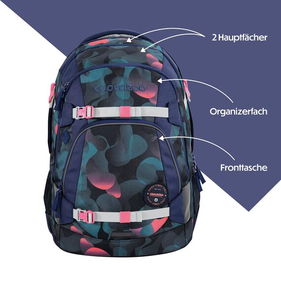coocazoo Schulrucksack Mate „Cloudy Peach”, rosa-blau, ergonomischer & anpassbarer Tornister, höhen- & größenverstellbar, mit Brustgurt & Hüftgurt, ab der 3. Klasse