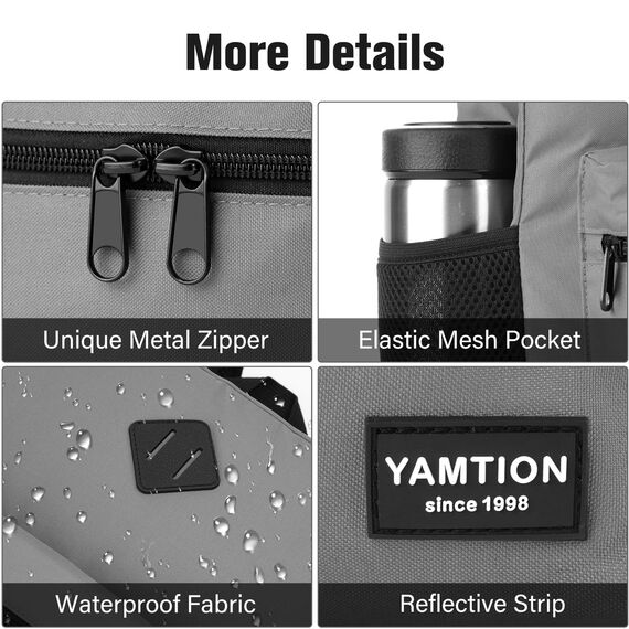 YAMTION Rucksack Herren Schulrucksack Jungen Teenager,Rucksack Damen Schulranzen Mädchen Schultasche Mädchen Teenager Rucksack Schule für Uni Büro Reise Studium,USB Ladeanschluss