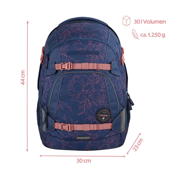 coocazoo Schulrucksack Mate „Sweet Rose”, lila-rosa, ergonomischer & anpassbarer Tornister, höhen- & größenverstellbar, mit Brustgurt & Hüftgurt, ab der 3. Klasse