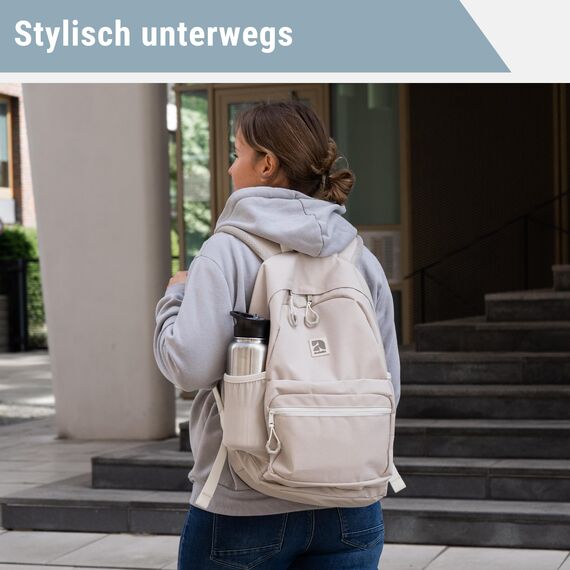 AUDETIC Schulrucksack Mädchen und Jungen Teenager Grau - Flex - Rucksack Damen & Herren mit 16 Zoll Laptop Fach für Schule & Freizeit - Wasserabweisend