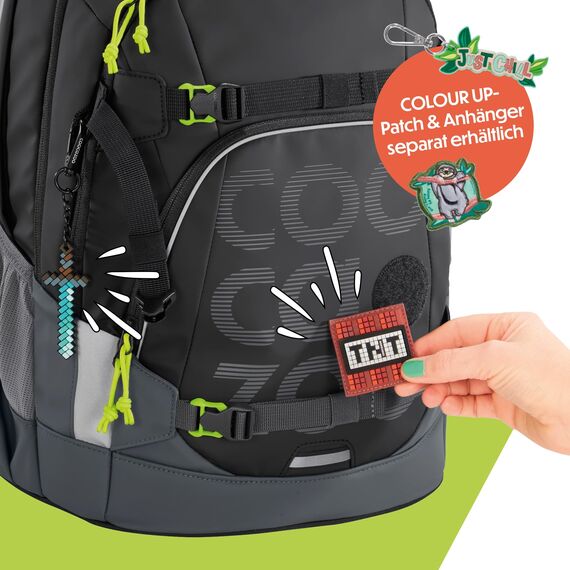 coocazoo Schulrucksack Mate „Tarp Black Thunder”, schwarz, ergonomischer & anpassbarer Tornister, höhen- & größenverstellbar, mit Brustgurt & Hüftgurt, ab der 3. Klasse
