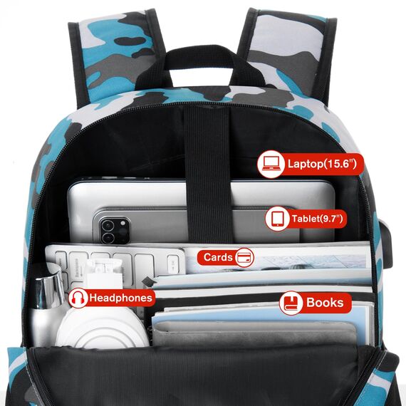 YAMTION Schulrucksack Jungen Teenager Rucksack Laptop Herren,Schulranzen Schultasche für Uni Universität Büro Studium Schule