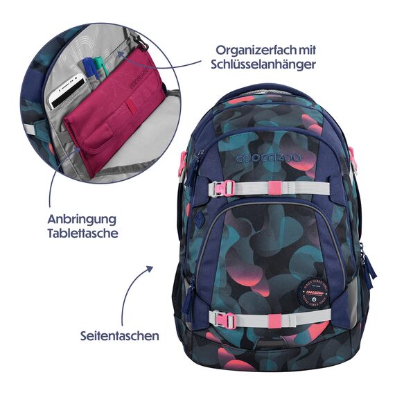 coocazoo Schulrucksack Mate „Cloudy Peach”, rosa-blau, ergonomischer & anpassbarer Tornister, höhen- & größenverstellbar, mit Brustgurt & Hüftgurt, ab der 3. Klasse