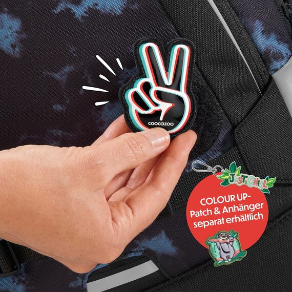 coocazoo Schulrucksack Mate „Midnight Dust”, schwarz-blau, ergonomischer & anpassbarer Tornister, höhen- & größenverstellbar, mit Brustgurt & Hüftgurt, ab der 3. Klasse