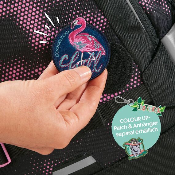 coocazoo Schulrucksack Mate „Pink Illusion”, schwarz-pink, ergonomischer & anpassbarer Tornister, höhen- & größenverstellbar, mit Brustgurt & Hüftgurt, ab der 3. Klasse