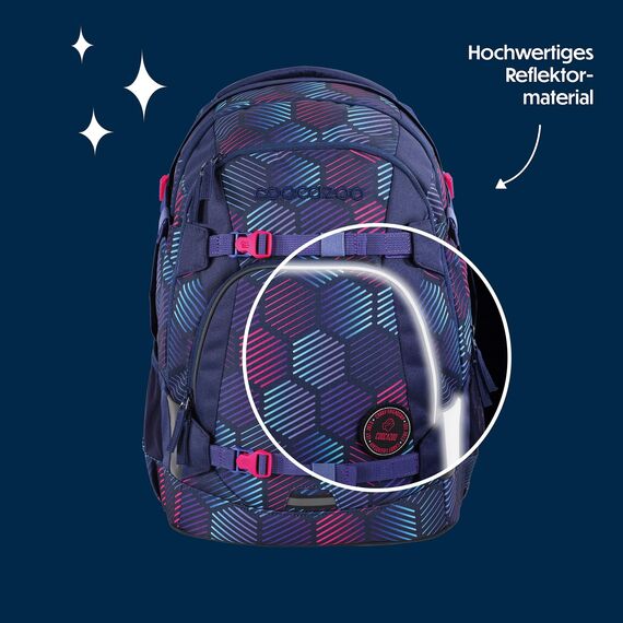 coocazoo Schulrucksack Mate „Indigo Illusion”, lila, ergonomischer & anpassbarer Tornister, höhen- & größenverstellbar, mit Brustgurt & Hüftgurt, ab der 3. Klasse