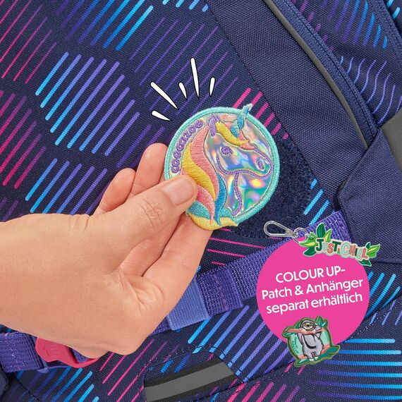 coocazoo Schulrucksack Mate „Indigo Illusion”, lila, ergonomischer & anpassbarer Tornister, höhen- & größenverstellbar, mit Brustgurt & Hüftgurt, ab der 3. Klasse