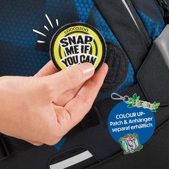 coocazoo Schulrucksack Mate „Electric Ice”, schwarz-blau, ergonomischer & anpassbarer Tornister, höhen- & größenverstellbar, mit Brustgurt & Hüftgurt, ab der 3. Klasse