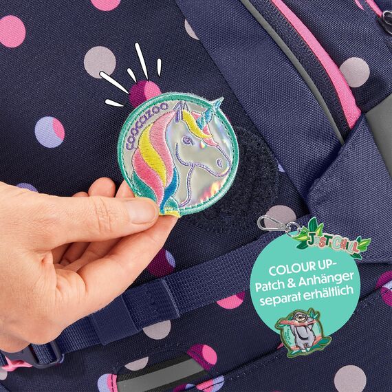 coocazoo Schulrucksack Mate „Reflective Moons”, lila, reflektierend, ergonomischer & anpassbarer Tornister, höhen- & größenverstellbar, mit Brustgurt & Hüftgurt, ab der 3. Klasse