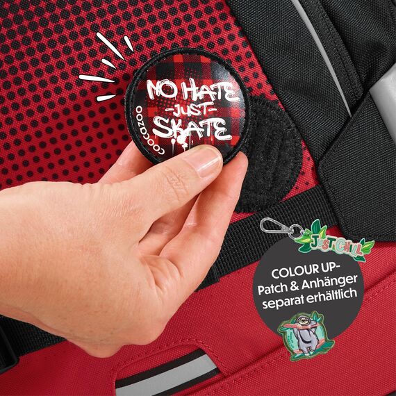 coocazoo Schulrucksack Mate „Blazing Fire”, schwarz-rot, ergonomischer & anpassbarer Tornister, höhen- & größenverstellbar, mit Brustgurt & Hüftgurt, ab der 3. Klasse