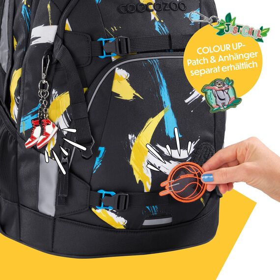 coocazoo Schulrucksack Mate „Crazy Artnight”, schwarz-blau, ergonomischer & anpassbarer Tornister, höhen- & größenverstellbar, mit Brustgurt & Hüftgurt, ab der 3. Klasse