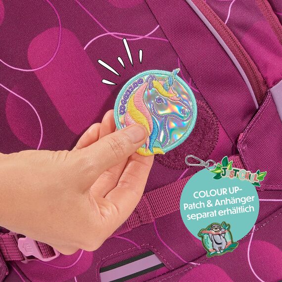 coocazoo Schulrucksack Mate „Berry Bubbles”, rosa-pink, ergonomischer & anpassbarer Tornister, höhen- & größenverstellbar, mit Brustgurt & Hüftgurt, ab der 3. Klasse