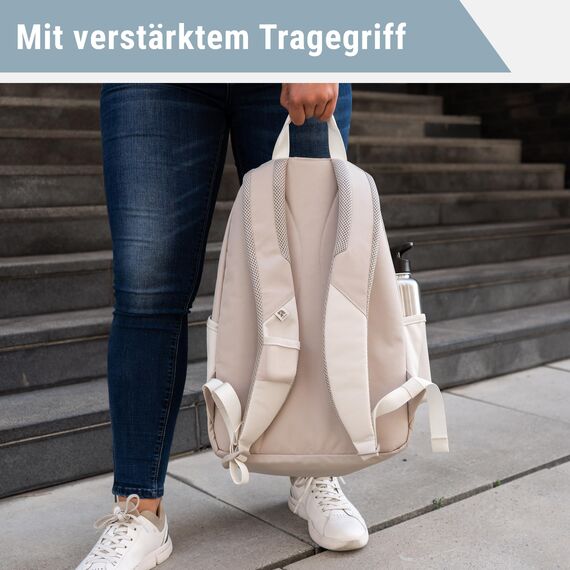 AUDETIC Schulrucksack Mädchen und Jungen Teenager Grau - Flex - Rucksack Damen & Herren mit 16 Zoll Laptop Fach für Schule & Freizeit - Wasserabweisend