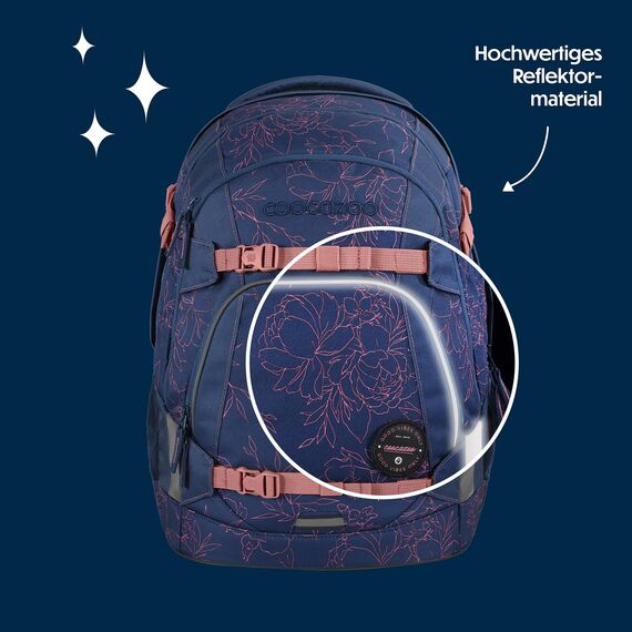 coocazoo Schulrucksack Mate „Sweet Rose”, lila-rosa, ergonomischer & anpassbarer Tornister, höhen- & größenverstellbar, mit Brustgurt & Hüftgurt, ab der 3. Klasse