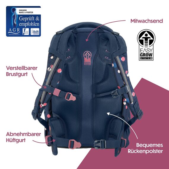 coocazoo Schulrucksack Mate „Bubble Dreams”, blau, ergonomischer & anpassbarer Tornister, höhen- & größenverstellbar, mit Brustgurt & Hüftgurt, ab der 3. Klasse