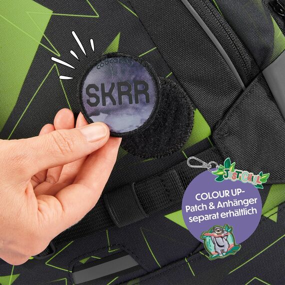 coocazoo Schulrucksack Mate „Lime Flash”, schwarz-grün, ergonomischer & anpassbarer Tornister, höhen- & größenverstellbar, mit Brustgurt & Hüftgurt, ab der 3. Klasse