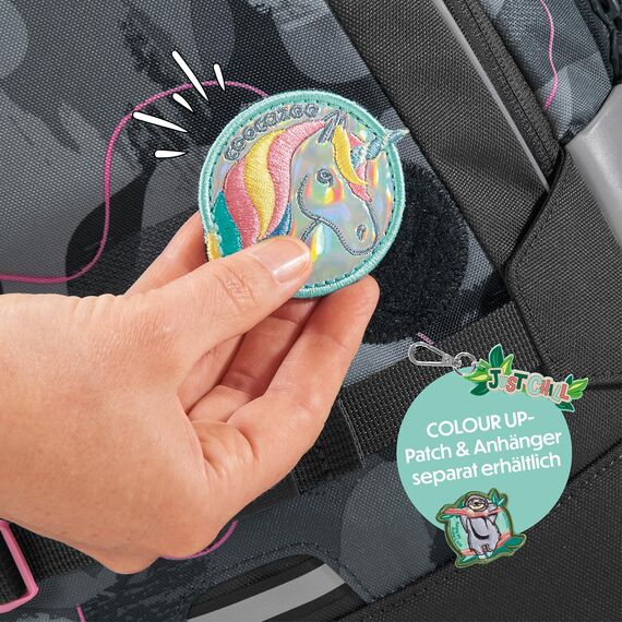 coocazoo Schulrucksack Mate „Bubble Brush”, grau-rosa, ergonomischer & anpassbarer Tornister, höhen- & größenverstellbar, mit Brustgurt & Hüftgurt, ab der 3. Klasse