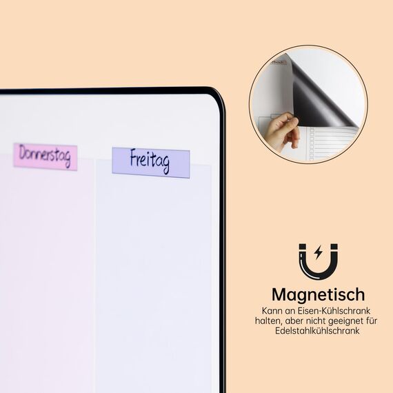 MCCORL Magnetisch Whiteboard Wochenplaner abwischbar, Magnettafel für Kühlschrank, perfect as Famiien Haushaltsplaner, Essenplaner, Putzplaner oder To Do Liste 42×28cm auf Deutsch