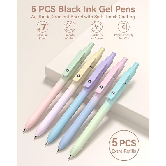 Four Candies 39 Stück Schulsachen mit Mäppchen, 12 Pastell Textmarker, 5 Gelstifte, 6 Druckbleistift Set, Aesthetic Stifte und Coole Sachen für Teenager Mädchen School Stuff Clean Girl (Creme)