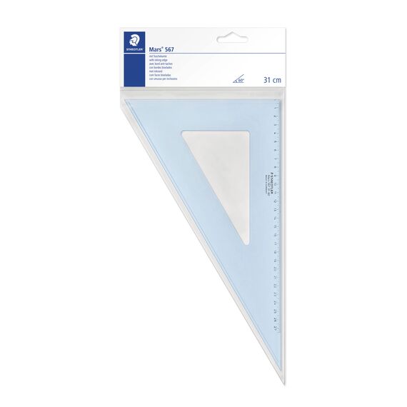 STAEDTLER Mars 567 31 Plexiglas Zeichendreieck, 32 cm, 60°/30°, blau/transparent