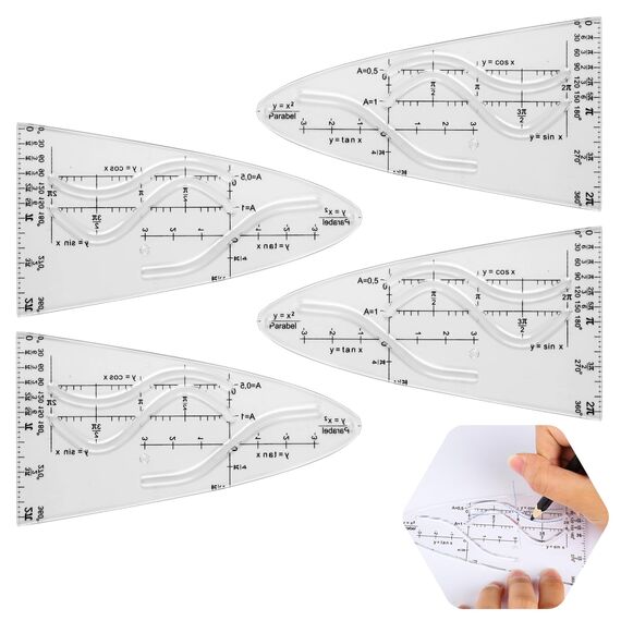 GHVACZS 4 Stück Parabelschablone, Parabelschablone Mathe, Schablone Einheitsparabel, Normalparabel Schablone für Studenten, Designer und Büroangestellte