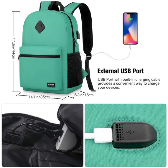 YAMTION Rucksack Frauen Schulrucksack Mädchen Schultasche Jungen Teenager Schulranzen Jungs Daypack für Damen & Herren, mit Laptopfach 15.6 Zoll für Universität Studium