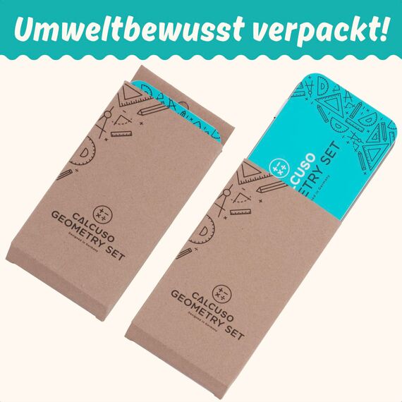 CALCUSO Geometrie Set 14-Teilig mit Zirkel, Geodreieck in Stabiler Metallbox - praktisches Mathematik-Set für Schule, Büro, Uni, Zeichnungen, Grundschulen
