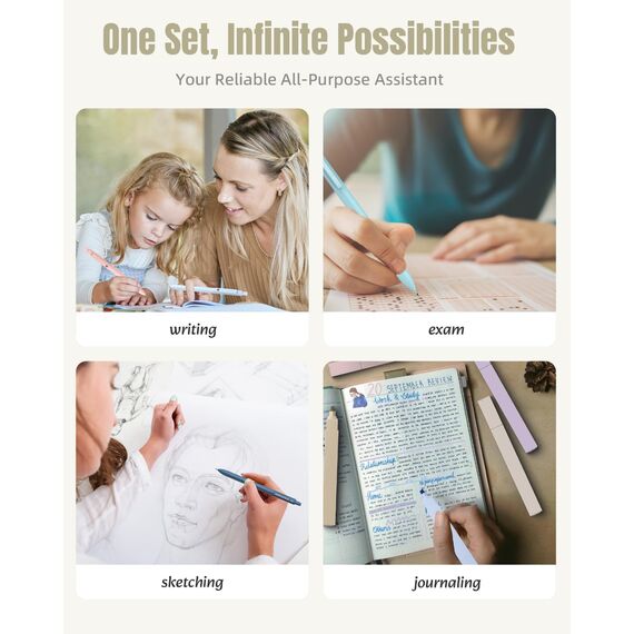 Four Candies 39 Stück Schulsachen mit Mäppchen, 12 Pastell Textmarker, 5 Gelstifte, 6 Druckbleistift Set, Aesthetic Stifte für Teenager Mädchen Coole Sachen School Stuff Clean Girl Office Adult(Rosa)