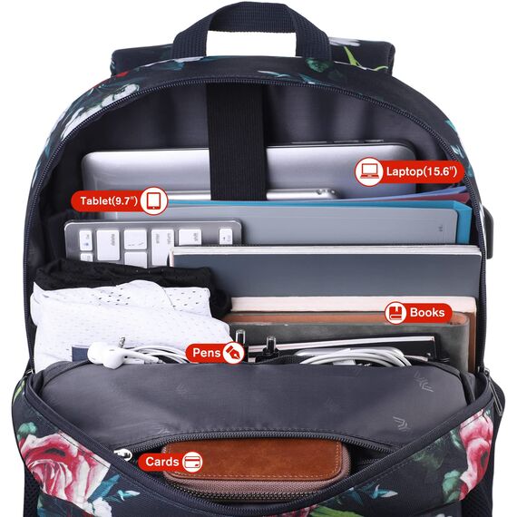 YAMTION Rucksack Frauen Rucksack Laptop Damen,Schulrucksack Mädchen Teenager,Schultasche Mädchen Rucksack Schule,Schulranzen Damen mit 15,6 Zoll Laptopfach für Universität Stadt Reise Studium