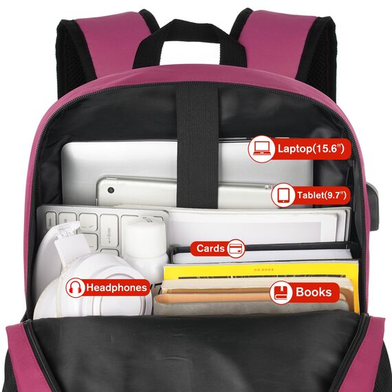 YAMTION Rucksack Laptop Damen,Schulrucksack Mädchen Teenager,Schultasche Mädchen Teenager Schulranzen Frauen mit 15,6 Zoll Laptopfach für Universität Schule