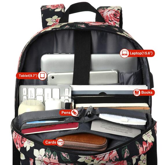 YAMTION Rucksack Damen,Schulrucksack Mädchen Teenager,Schultasche Mädchen Teenager Schulranzen Frauen mit 15,6 Zoll Laptopfach für Universität Schule