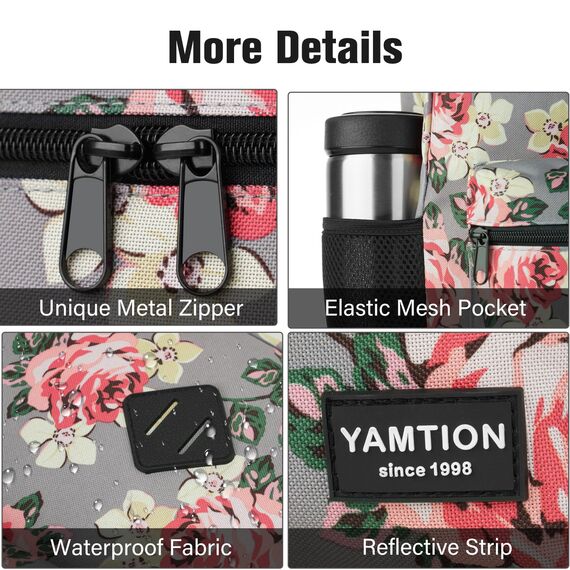 YAMTION Schulrucksack Mädchen Teenager Rucksack Damen,Schultasche Frauen Schulranzen Damen Rucksack Schule mit 15,6 Zoll Laptopfach für Universität Städtetrip Studium