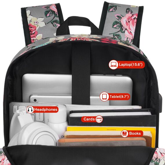 YAMTION Schulrucksack Mädchen Teenager Rucksack Damen,Schultasche Frauen Schulranzen Damen Rucksack Schule mit 15,6 Zoll Laptopfach für Universität Städtetrip Studium