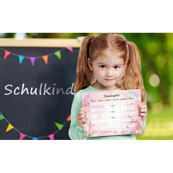 BOYATONG Einhorn Stundenplan Abwischbar, Stundenplan Magnetisch, Einschulung Mädchen Geschenk Schulanfang, Inhalt Schultüte Füllung Mädchen