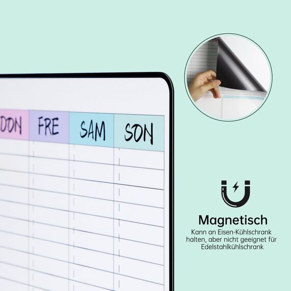 MCCORL Magnetisch Familien Haushaltsplaner, Wochenplaner und Putzplaner für Haushalt Abwischbar,Magnettafel Kühlschrank,Aufgabenplaner 42×28cm auf Deutsch