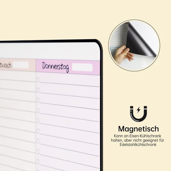 MCCORL Magnetisch Whiteboard Wochenplaner abwischbar, Magnettafel für Kühlschrank, perfect as Famiien Haushaltsplaner, Essenplaner, Putzplaner oder To Do Liste 42×28cm auf Deutsch