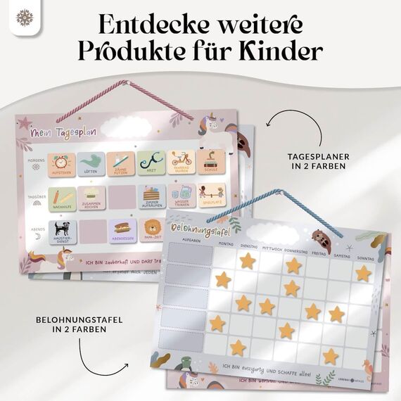 Lebenskompass® Wochenplaner Kinder Blau - Abwischbarer Tagesplaner mit Aufhängeband - Whiteboard-Planungstafel für Kinder ab 3 Jahren - Wiederverwendbar & ideal für die Wochenstruktur