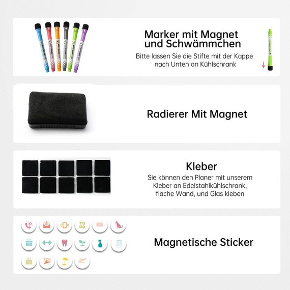 MCCORL Magnetisch Monatsplaner/Wochenplaner abwischbar, Magnettafel für Kühlschrank, Whiteboard Kalender, perfekt als TO DO Liste, Aufgabenplaner and Memoboard auf Deutsch-42×28cm