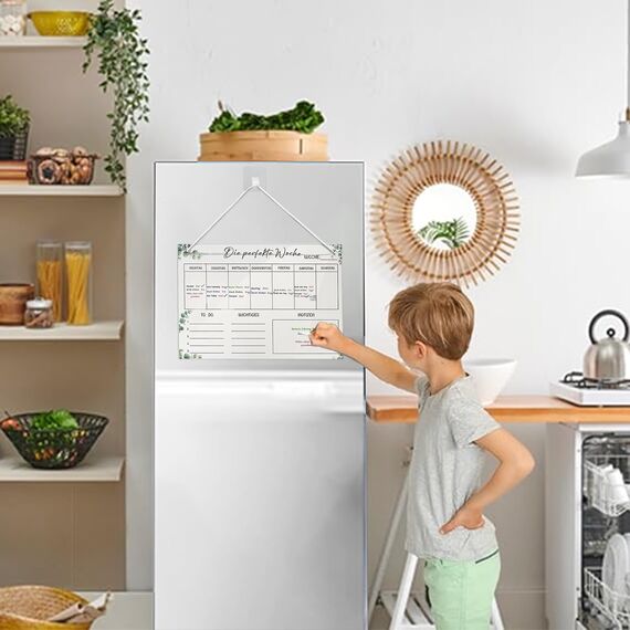 YSOOUA Wochenplaner Abwischbar Wochenplaner aus Acrylglas für Haushaltsplan 30 x 20CM Memoboard mit 6 Whiteboard-Stift Haushaltsplan zum Aufhängen To Do Liste für den Haushalt(A)